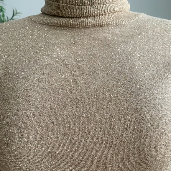 ZARA Gold Thread Turtleneck Knit Top Size S - Picture 2 of 5